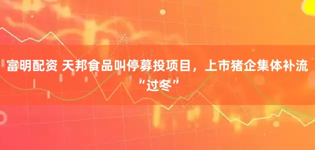 富明配资 天邦食品叫停募投项目，上市猪企集体补流“过冬”
